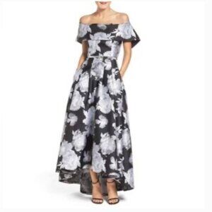 EUC Vince Camuto Black Floral Jacquard Off-the-Shoulder Formal Dress - Women's 6